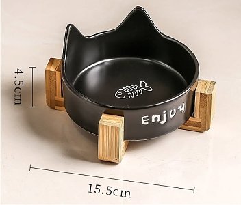 ΚΕΡΑΜΙΚΟ ΜΠΟΛ ΓΑΤΑΣ ΜΑΥΡΗ ΞΥΛΙΝΗ ΒΑΣΗ 15,5 CM 