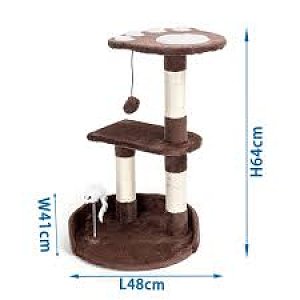 Cat Paw-Shaped Double-layer Cat Tree With Toy