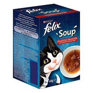 Felix Soup Με Βοδινό, κοτόπουλο και αρνί (6x48gr) 288gr