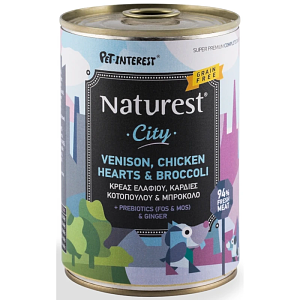 Naturest Gourmet City Venison , Chicken Hearts & broccoli 400gr
