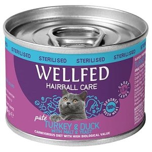 Wellfed Sterilised-Hairball Turkey & Duck 200 gr