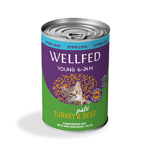Wellfed Young-Steril Turkey & Beef 400gr