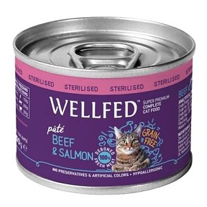 Wellfed Adult Sterilised Beef & Salmon 200 gr