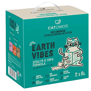Catoikos Earth Vibes Eco Crushed Άμμος Γάτας Tofu & Ζεόλιθος Χωρίς Άρωμα (Neutral Scent) 12L (2x6L)