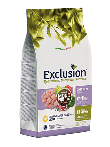 Exclusion Mediterraneo Monoprotein Formula Adult Medium & Large Breed Light Chicken 12kg
