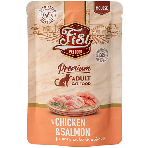 Fisi Mousse Cat Adult Κοτόπουλο & Σολωμό 80gr