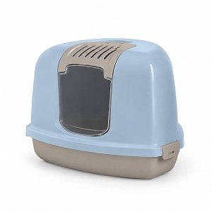 The Cat Cave Κλειστη Λεκανη Γατας Γωνιακη Baby Blue58*45*40