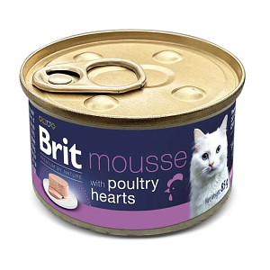 Brit PR Cat Can Mousse Poultry Hearts 85gr