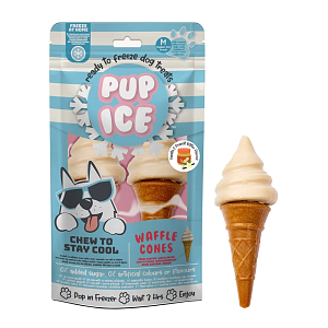 Pup Ice Waffle Cones Vanilla & Peanut Butter 110g – Παγωτό Λιχουδιά για Σκύλους Χωνάκι με Βανίλια & Φυστικοβούτυρο