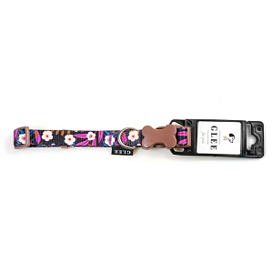 Glee Περιλαίμιο Ιμάντα ρυθμιζόμενο με μεταλλικό κούμπωμα Floral XS 10mmx20-35cm 