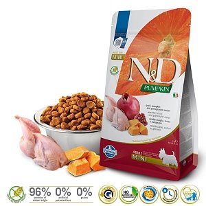 ND Dog Ορτύκι, Κολοκύθα και Ρόδι Adult Mini 2Kg