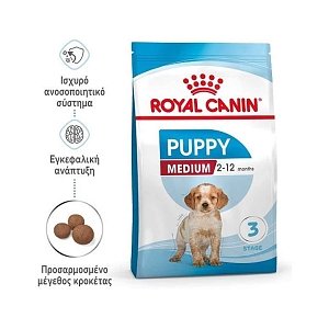 Royal Canin Dog Shn Medium Puppy 3kg + 4 Φακελλάκια 85gr Δωρο