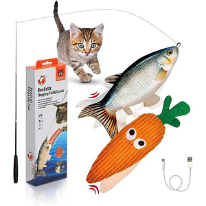 FO Παιχνίδι Γάτας Σετ Realistic Flopping Fish & Carrot 