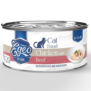 Egeo Cat Adult Κοτόπουλο με Μοσχάρι σε Ζωμό 70GR