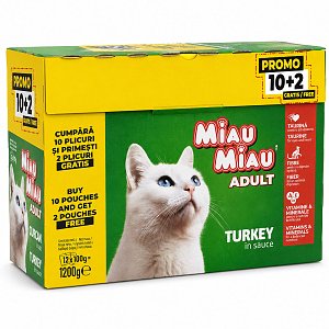 Miau Miau Pouch Turkey in Gravy 12x100gr